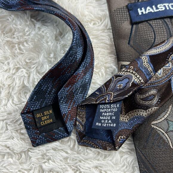 Lot of 4 neckties - bundle of blue and brown ties - vintage mixed lot - Picture 6 of 10